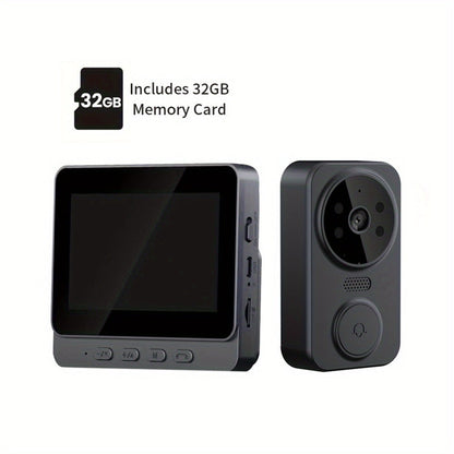 1296P Video Doorbell with 4.3" Indoor Monitor & Local SD Storage - No WiFi No App Required, Two-Way Audio