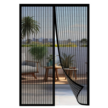 Magnetic Mesh Screen Door with Self-Sealing Center Closure and 90 x 210 cm Pictured Size, One-Piece Set