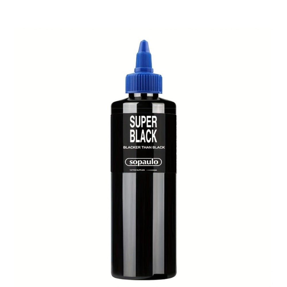 Tattoo Ink 8oz 240ml Single Black Bottle with Ultra-Dark Source Color Label and Large-Capacity Format