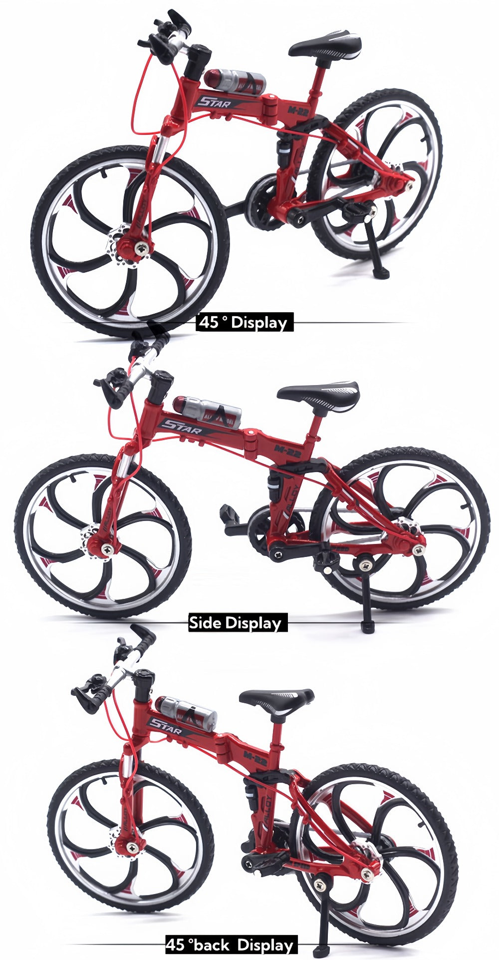 Diecast Mountain Bike Model 1:8 Scale Alloy Foldable Miniature Bicycle Figurine for Home Office Desk Decor