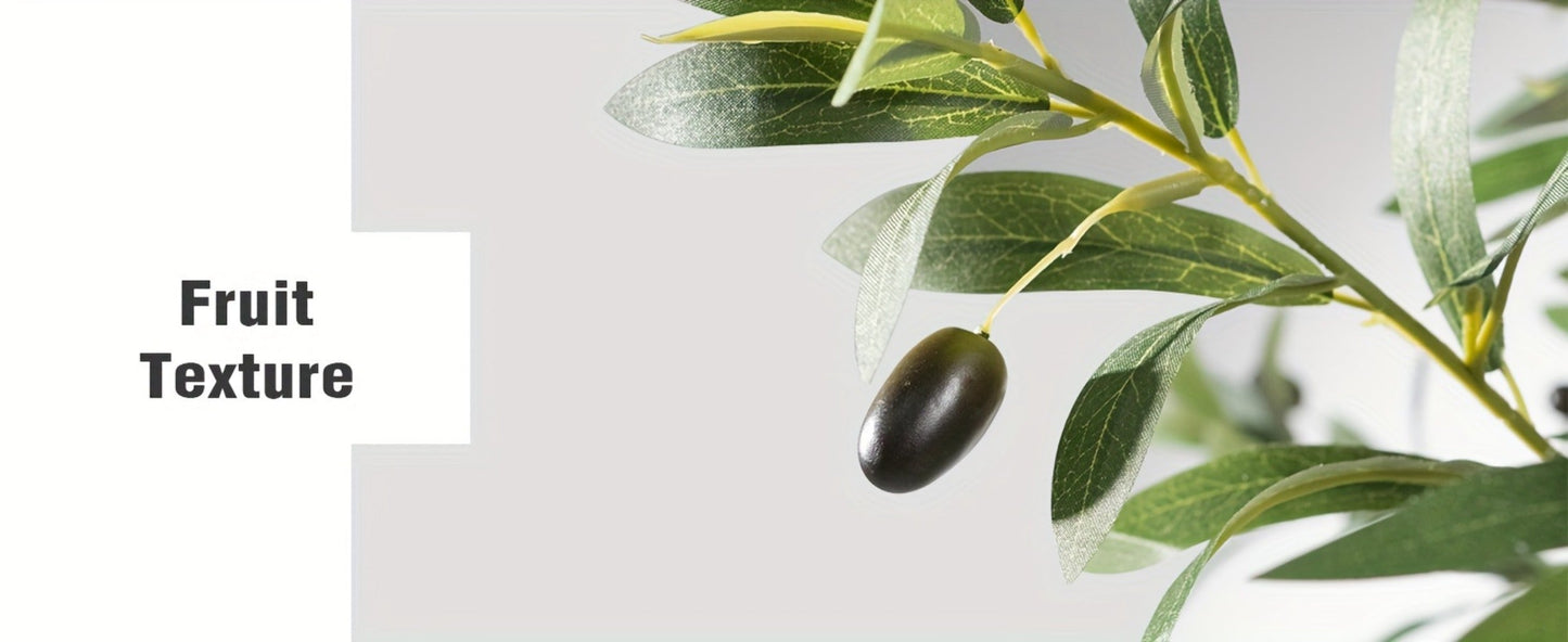 Artificial Olive Tree Indoor 5FT 6FT 7FT 8FT Potted Faux Olive Tree with Lifelike Trunk Branches Silk Leaves Fruits – Large Fake Plant for Living Room Office Home Decor