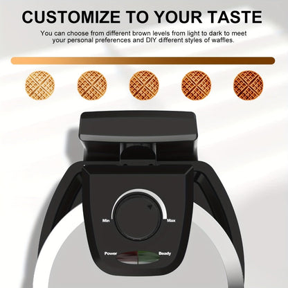 Rotating Waffle Maker with Round Plates, Browning Dial and Silvery, Double-Iron or Black-and-White Options