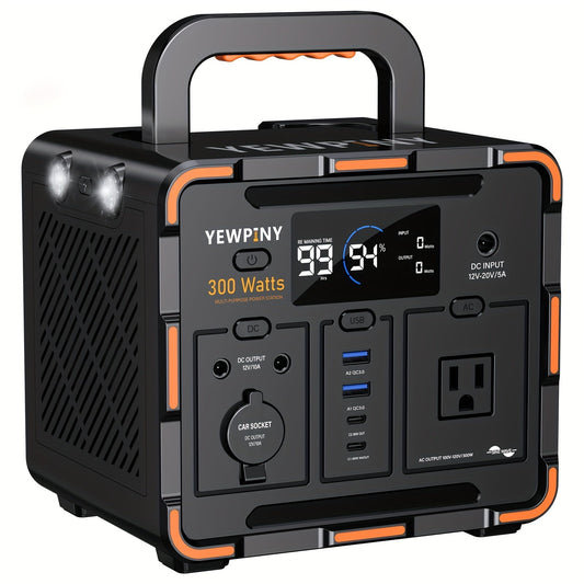 Outdoor Power Station 300W / 600W Fast Charging | 259Wh 599Wh Lithium Solar Generator AC DC USB | Camping Hunting Home Power Outage Backup