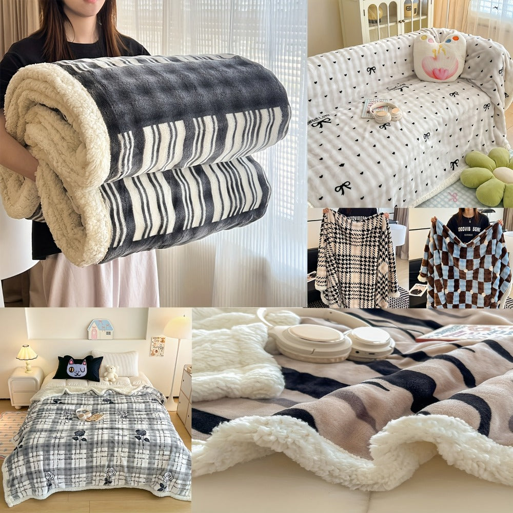 400-450 GSM Flannel Blanket with Plush-Look Lining, 16 Pattern Choices and Four Size Labels