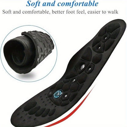 Black Textured Full-Length Shoe Insoles with Raised Circular Footbed Pattern in US 4-7, 8-11 and 12-15 Sizes