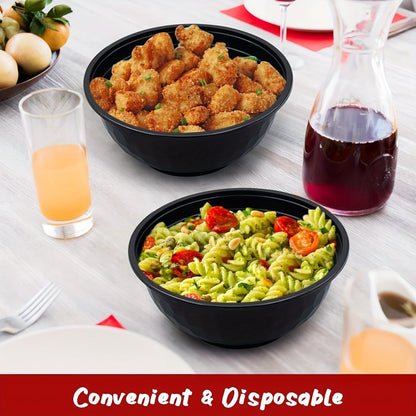 Food Storage Containers 36 oz Black Diamond Salad Bowls with Lids in 20- or 150-Set Options
