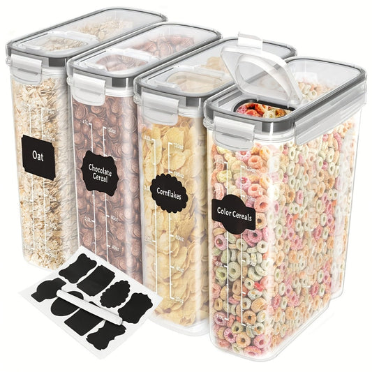 Food Storage Containers Four-Piece Cereal Canister Set with Gull-Wing Lids and 4-Liter Capacity Each