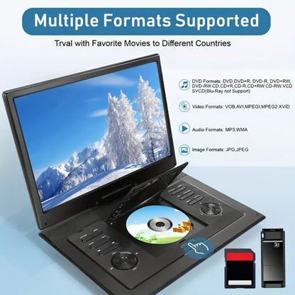 15.6-Inch Portable DVD Player with 1280 x 800 Swivel Screen, Dual Speakers, USB and SD Support