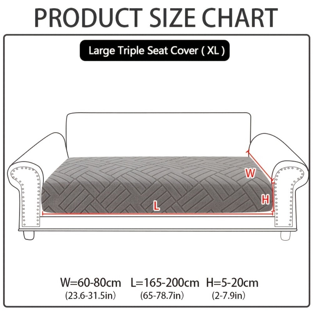 Sofa Cover, Deep Gray Stretch Seat and Chaise Slipcover with Elastic-Band Edge in Six Size Options