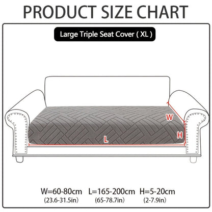 Sofa Cover, Deep Gray Stretch Seat and Chaise Slipcover with Elastic-Band Edge in Six Size Options