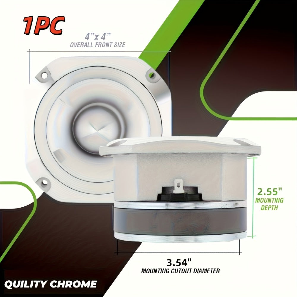 4 Inch Bullet Tweeter 600W Aluminum Frame – 6 Ohm Chrome HiFi Super Tweeter for Car Audio System, Stereo High-Frequency Speaker, Universal Automotive Fit