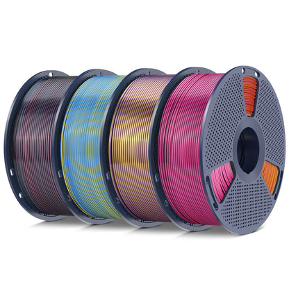 SUNLU PLA+ Four-Color Glossy Filament 1.75mm 1kg 4kg Multicolor Gradient Red Yellow Green Black Blue Purple Orange Gold FDM 3D Printer Filament Creality Bambu Prusa Compatible