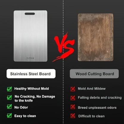 13.39 x 9.06-Inch 304 Stainless-Steel-Labeled Cutting Board with Handle in One- or Two-Piece Packs