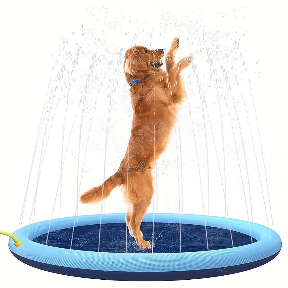 Dog Splash Pad for Large Dogs Extra Thick 0.6mm – Non-Slip Heavy Duty Sprinkler Pool & Cooling Mat for Jumbo & Big Breeds, Outdoor Summer Backyard Water Play Fountain, Pet Cooling Gift