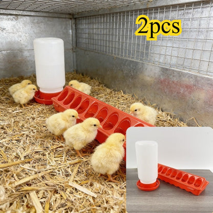 Chicken Feeder and Waterer Set | 18-Hole Anti-Spoil Trough Feeder + Automatic Water Dispenser for Chicks, Brooder & Backyard Poultry – 2-Piece Multi-Hole Bird Feeder Kit