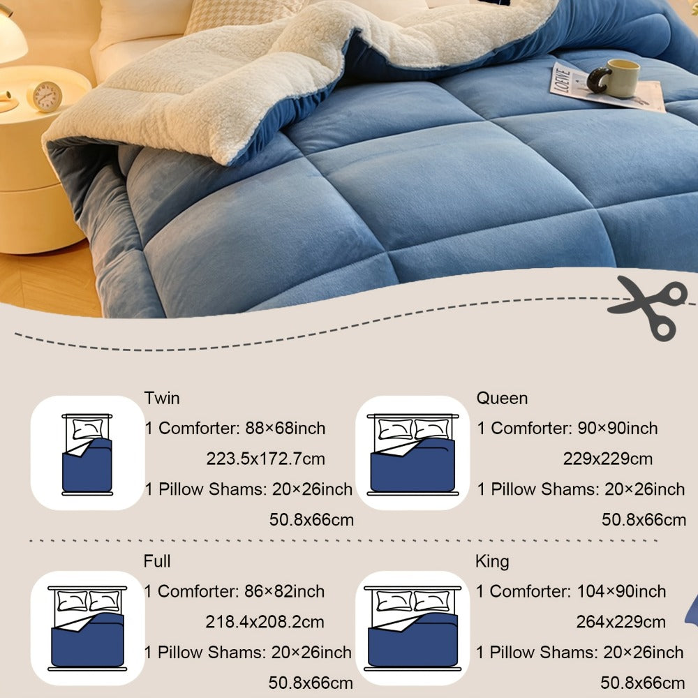 Reversible Sherpa Fleece Comforter Set in 40 Size and Color Options for Twin XL, Full, Queen or King Beds