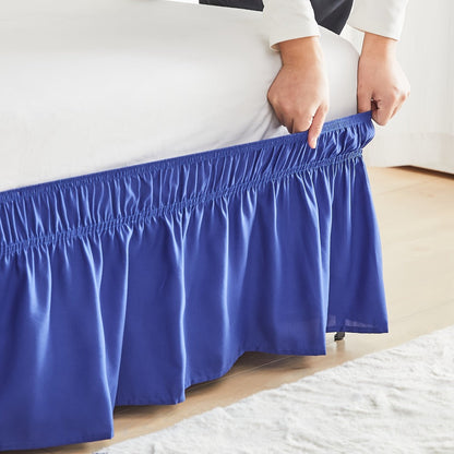 Bed Skirt Elastic Wrap Around Ruffle - 15 Inch Drop Microfiber Dust Ruffle, Adjustable No-Lift Fit, Fade Resistant Machine Washable, Hotel Quality Bedskirt for Twin Full Queen King, 30 Colors