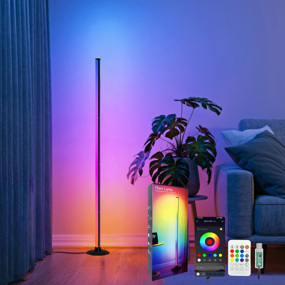 68.8-Inch RGB Corner Floor Lamp in One- or Two-Piece Options with Pictured App and Remote Controls