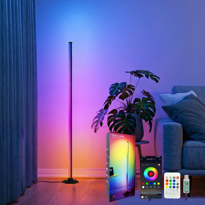 68.8-Inch RGB Corner Floor Lamp in One- or Two-Piece Options with Pictured App and Remote Controls