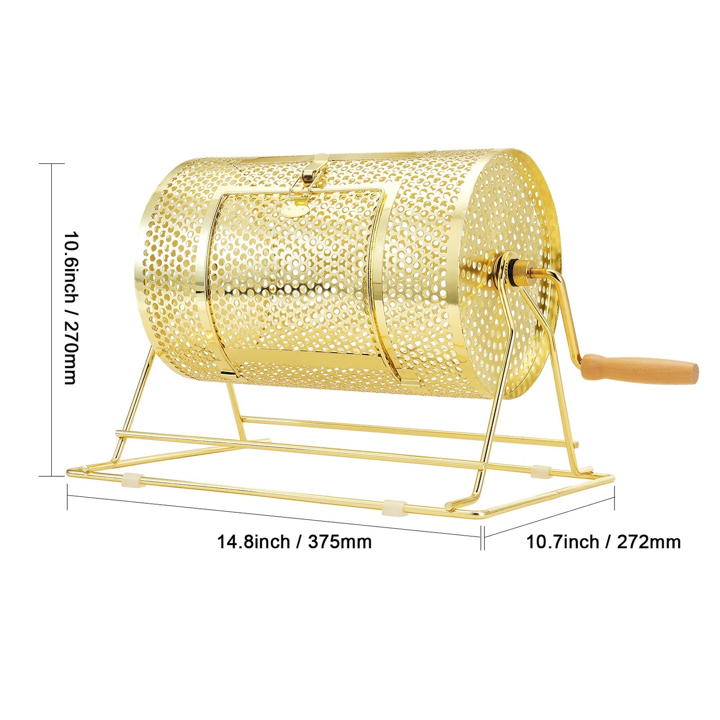 Gold-Tone Raffle Drum with Crank Handle, Perforated Rotating Cage, Base Stand and Ticket Accessories