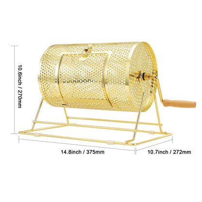 Gold-Tone Raffle Drum with Crank Handle, Perforated Rotating Cage, Base Stand and Ticket Accessories