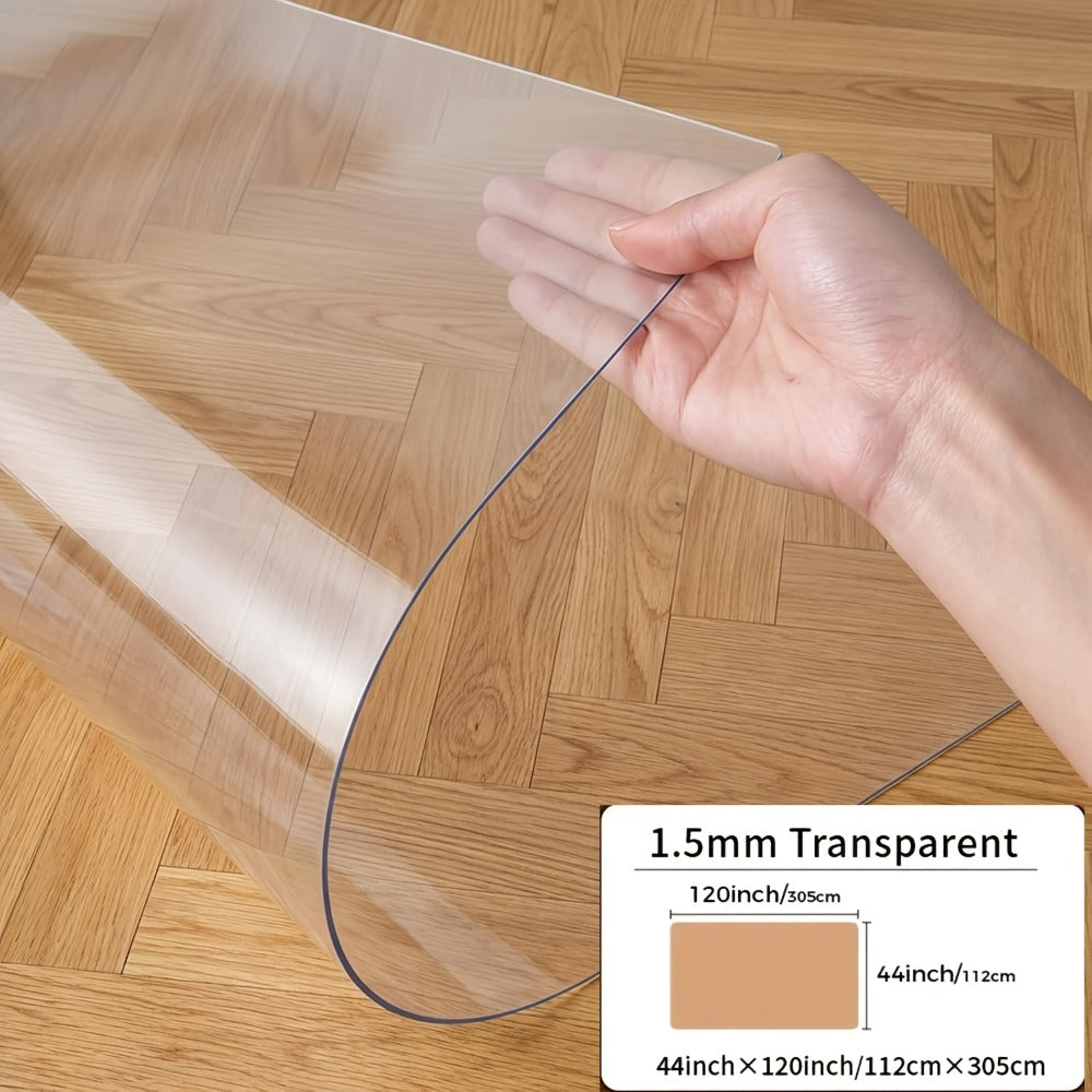 Clear PVC Floor Protector Mat with 29 Rectangular Size Options, Including 1.5mm Formats up to 44 x 120 Inches