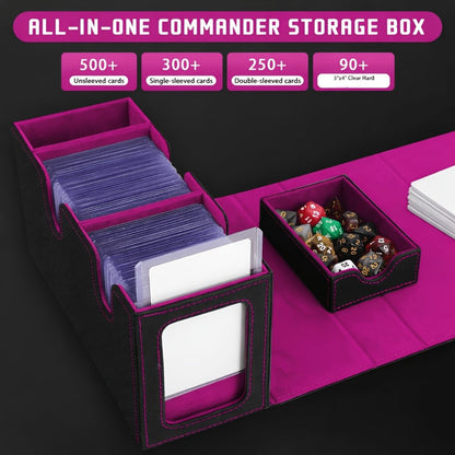 Double-Deck Trading Card Box with Display Window, Dice Tray, Five Dividers and Six Medium Color Labels