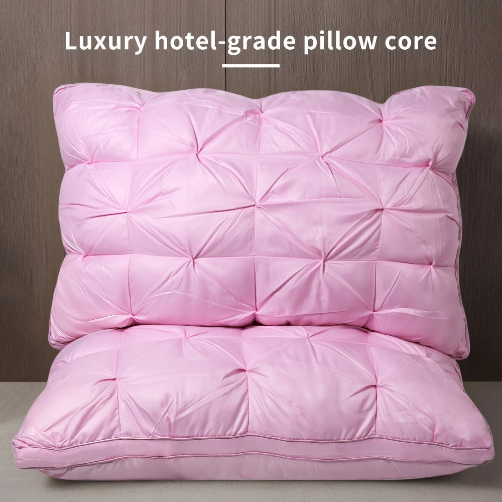 Bed Pillow Set of 2 with Quilted Woven Covers, Zippered Loft Access and Five Color Options