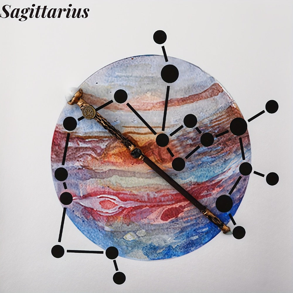 Zodiac-Themed Decorative Wand with Resin and Stone-Look Accents, Gift Box and All Twelve Sign Variants