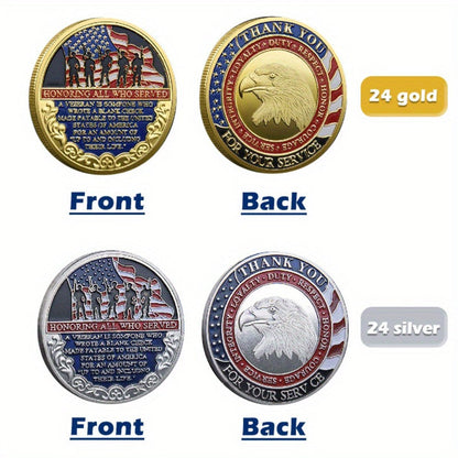 48-Piece Military-Themed Prayer Challenge Coin Set with 24 Gold-Tone and 24 Silver-Tone Coins for Adult Collectors