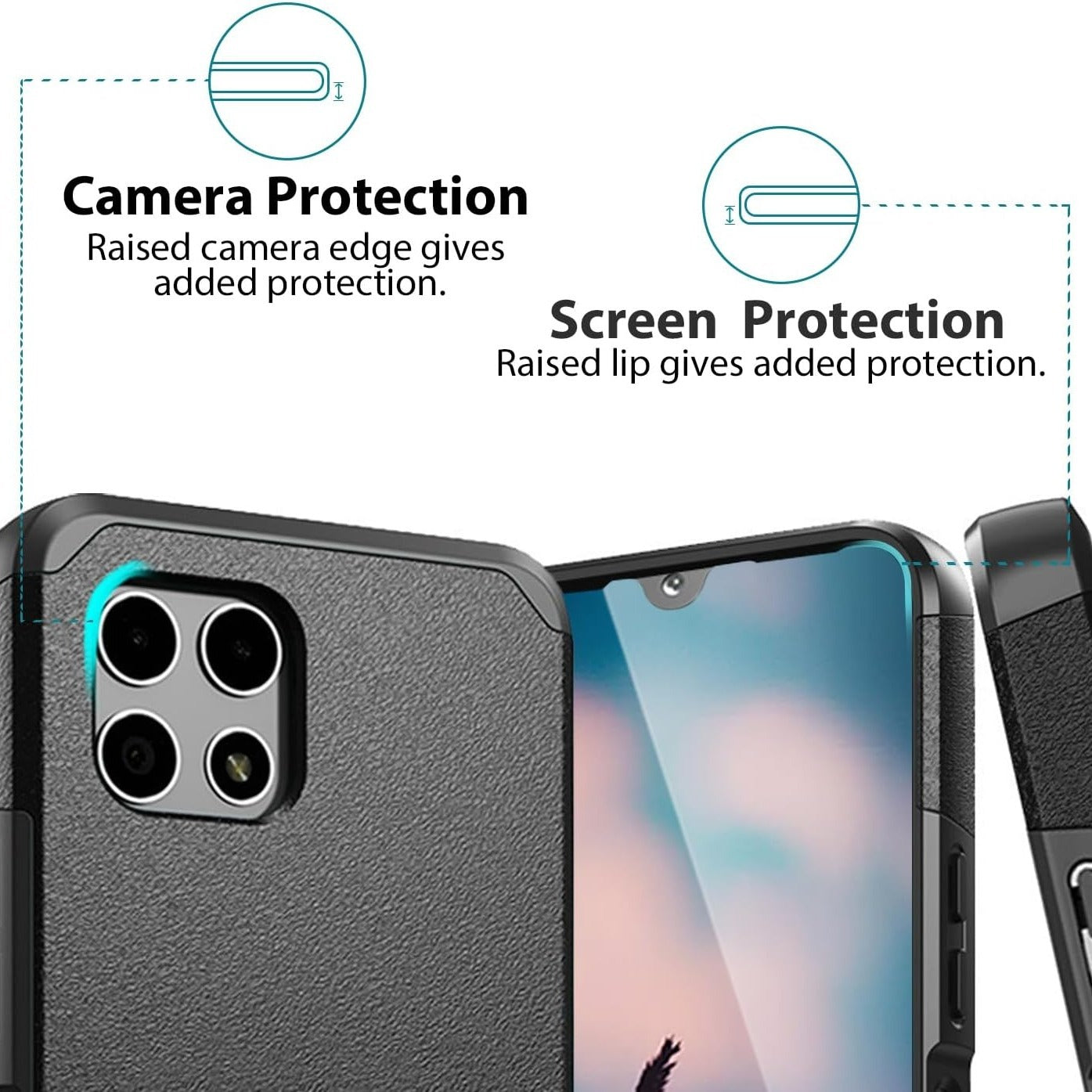 Revvl 7 5G Case Heavy Duty Dual Layer Shockproof with Magnetic Support – Hybrid Hard PC TPU Drop Protection Cover for T-Mobile Revvl 7 5G with Raised Bezels & Precise Cutouts