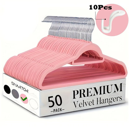 Velvet Hangers Non-Slip Slim Space Saving Clothes Hangers, Premium Flocked Suit Hangers for Closet Organization, Ultra Thin Strong Coat Hangers for Shirts Dresses Pants, 20 or 50 Pack Black Beige Pink