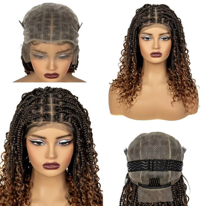 Sixteen-Inch Braided Wig with Full Lace Cap, Curly Ends and Four Black or Multicolor Checkout Options