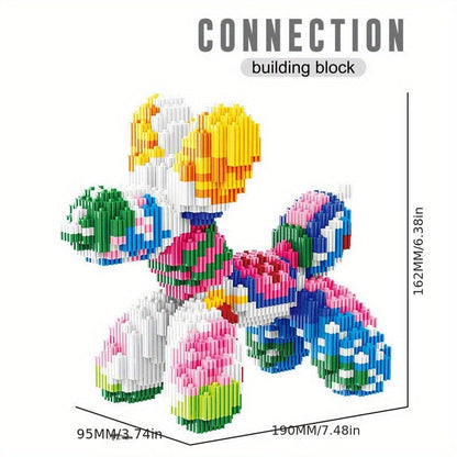 Balloon Dog Building Block Sculpture in Five Pictured Designs with 7.48-Inch Length for Adult Pop Art Display