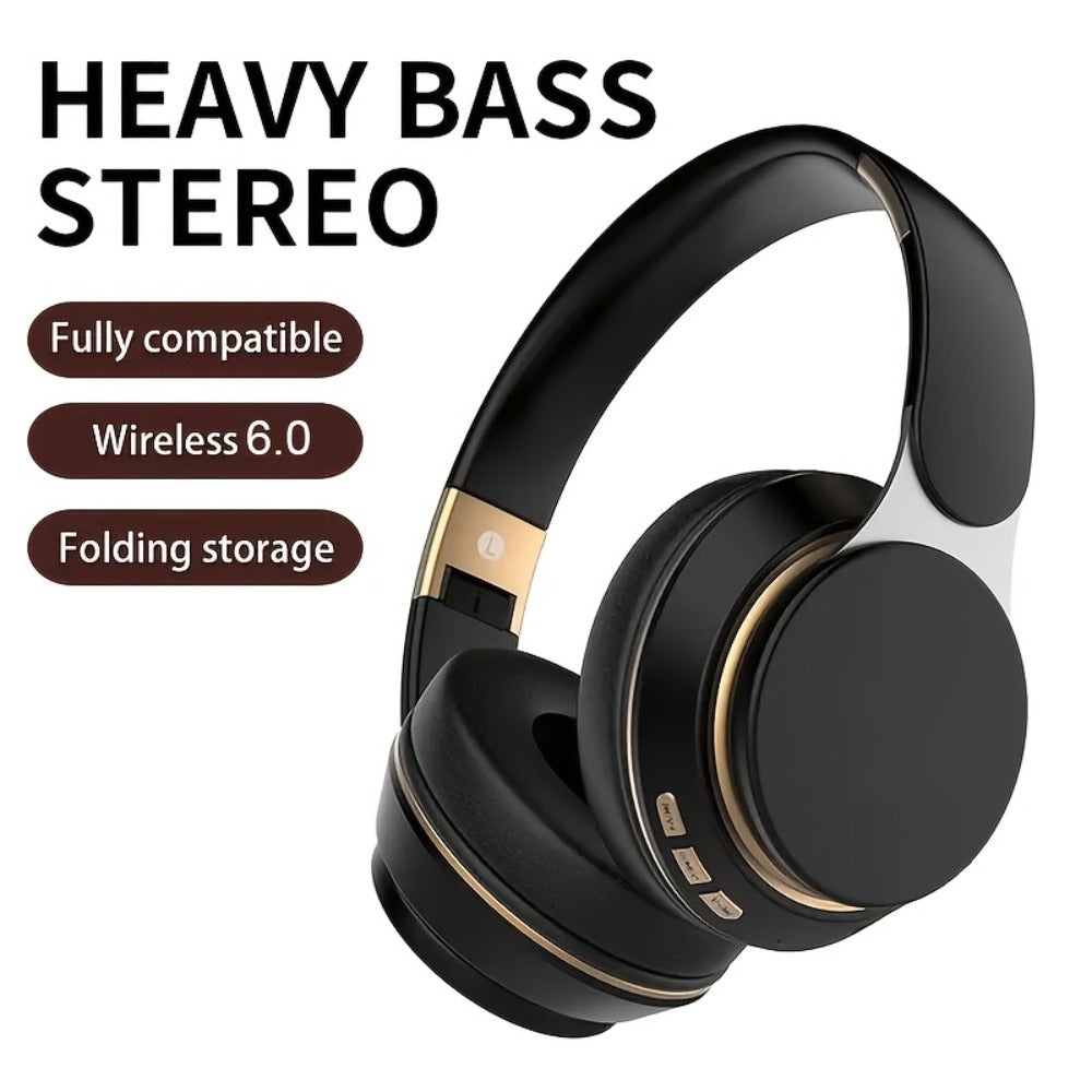 Foldable Over-Ear Wireless Headphones with FM Radio, TF Card Play & 3.5mm AUX, Built-In Mic, Soft Earpads, Portable Headset for Travel Home Office Cellphone PC, Gift for Men Women