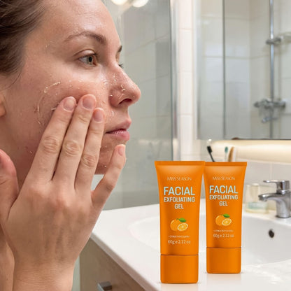 Facial Exfoliating Gel Two-Pack with Two 60g Orange Tubes, Flip-Top Caps and Face-or-Body Rinse-Off Format
