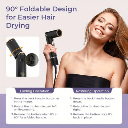 OUDIM 6-in-1 Hot Air Brush Hair Styling Tool with 110,000 RPM Motor, Foldable Handle and Storage Bag