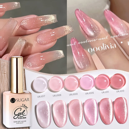 White Glitter Cat Eye Gel Polish Set 2pc Sparkling Magnetic with Stick Included | Soak Off UV LED 0.51oz Each Semi-Permanent 3D Nail Art | Salon & Home DIY Manicure Kit for Women Beginners