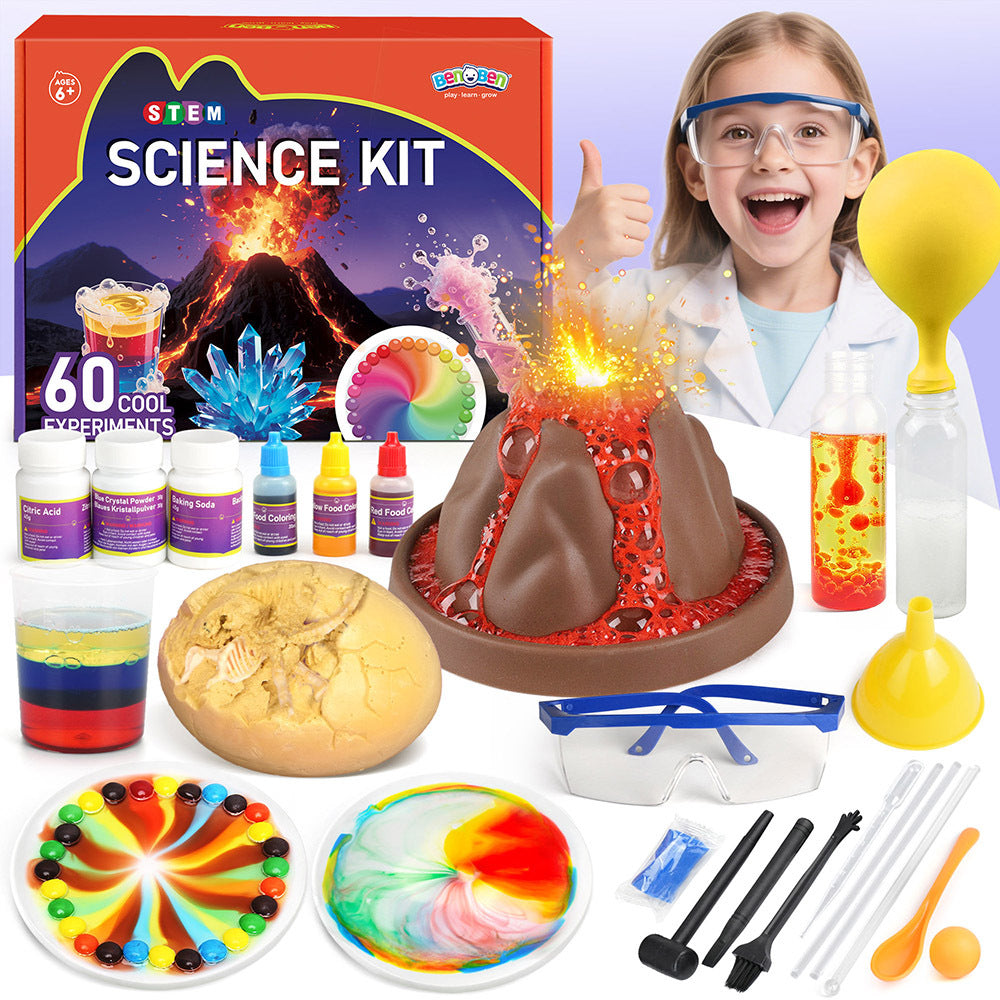 Kids Science Kit 60 Experiments STEM Educational Toy Set with Real Lab Tools for Boys & Girls Ages 6 7 8 9 10 11 12 | Chemistry Biology Physics Earth Science | Best Birthday Christmas Gift