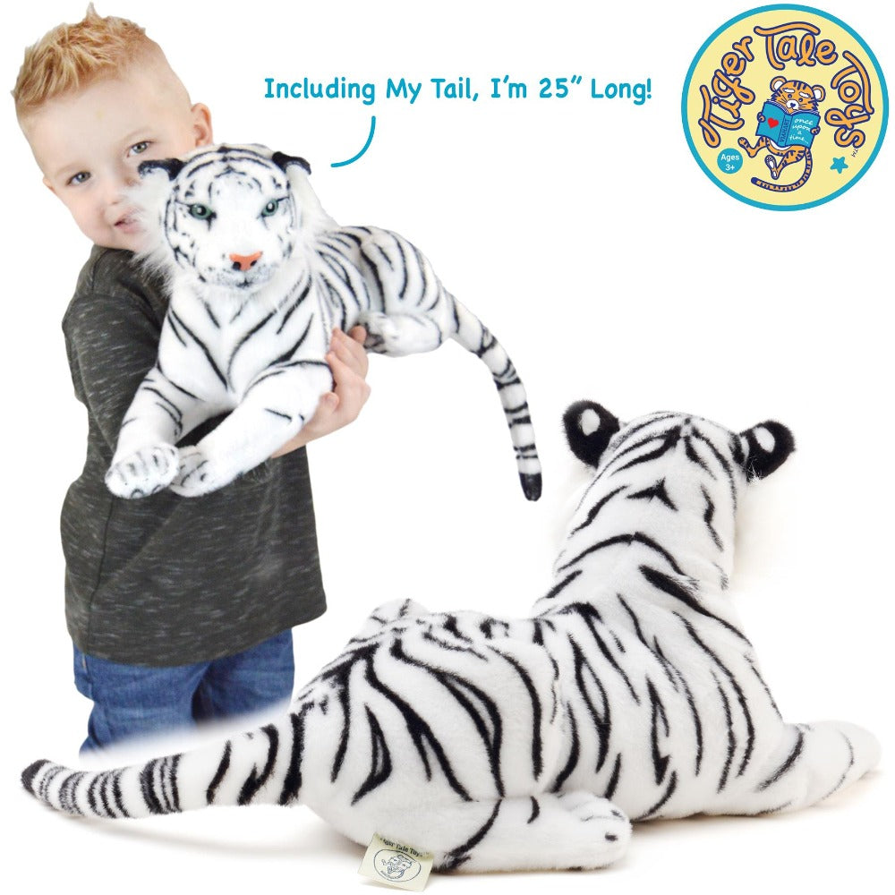 Stuffed Animal White Tiger Plush by Viahart, 17-Inch Body, 25-Inch Overall Length, Story Card & Movable Head