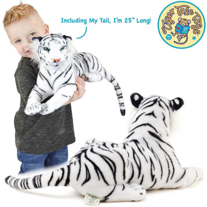 Stuffed Animal White Tiger Plush by Viahart, 17-Inch Body, 25-Inch Overall Length, Story Card & Movable Head