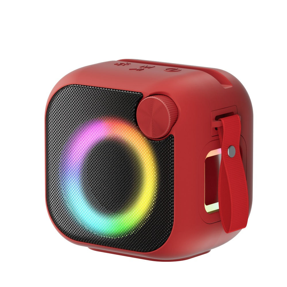 Portable Bluetooth Speaker 4-in-1 Compact Model with RGB Ring, Built-In Sling, Type-C, USB, TF, AUX and FM