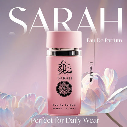 Women's Perfume SARAH Eau de Parfum 3.4 oz – Dewy Floral Amber Vanilla Scent, Citrus Lily Top Notes, Jasmine Orange Blossom Heart, Long Lasting Elegant Fragrance Spray for Women, Gift for Her