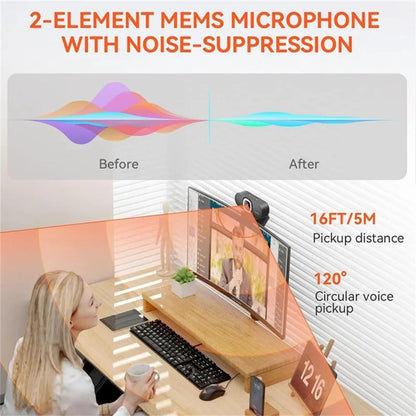 4K Webcam AI Auto Framing True Autofocus with Dual Noise Canceling Mics & 90° FOV – NUROUM V11/V15/V32 Plug and Play USB Camera for Zoom Meetings, Gaming & Home Office, 1080P/2K/4K