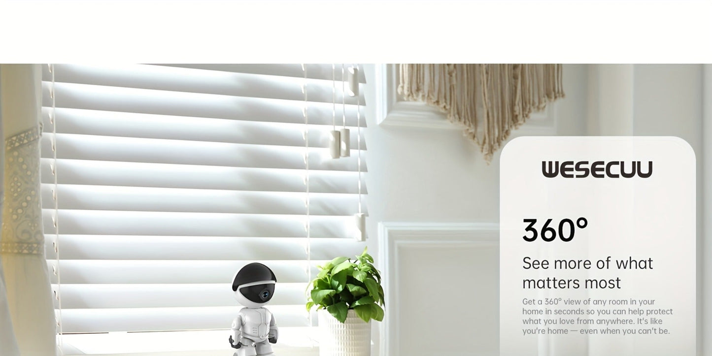 Security Camera 3MP Robot-Style Indoor Model with 360 Pan-Tilt, Auto Motion Tracking and Two-Way Audio