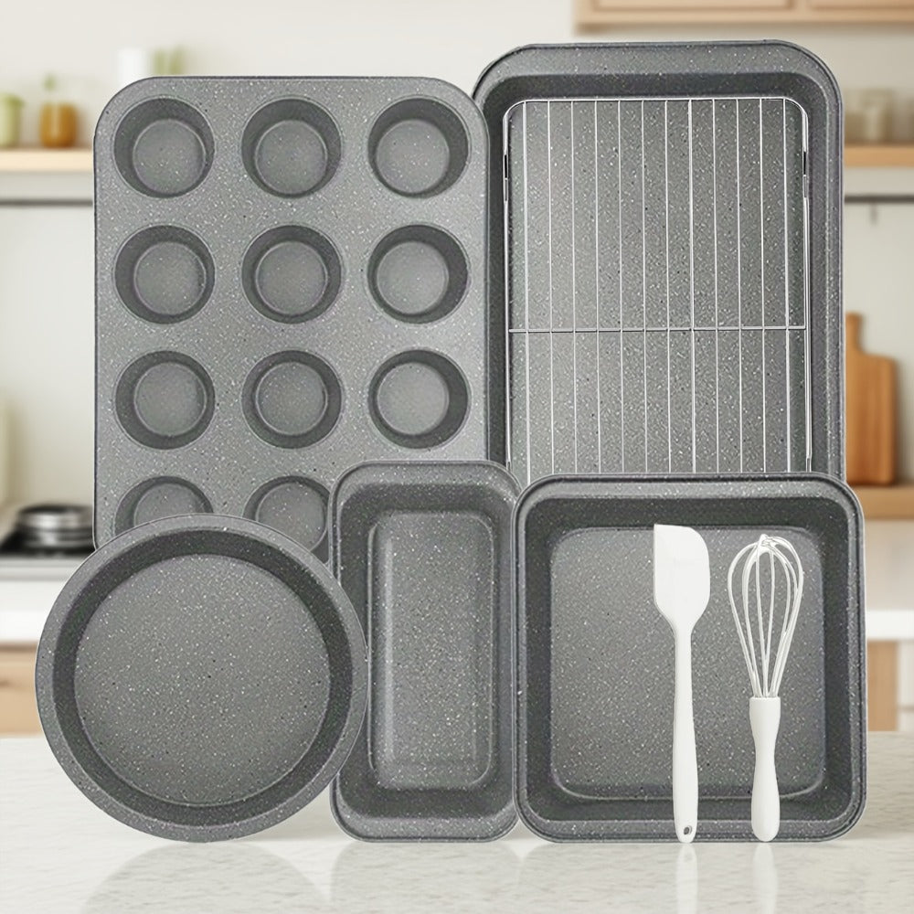Mixed-Color Bakeware Set with 2–18 Pieces, Cake and Muffin Pans, Trays, Racks and Tools Pictured