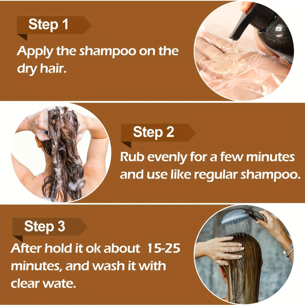 Hair Color Shampoo, RILSIC 3-in-1 Two-Pack of 500ml Pump Bottles with Black or Dark Brown Selection