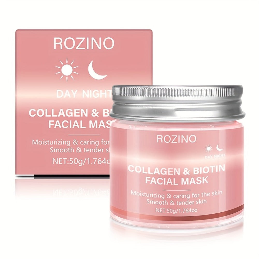 Biotin Collagen Face Mask 50g, Hydrating Anti-Aging Skin Firming Mask, Day & Night Brightening Treatment, Smooths Wrinkles & Plumps Skin for Youthful Radiant Complexion – Ideal Skincare Gift for Women
