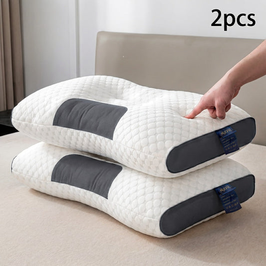 Neck Pillow 2 Pack – Breathable Memory Foam Travel Pillow with Removable Zippered Cover, Ergonomic Cervical Support for Neck & Shoulder Pain Relief