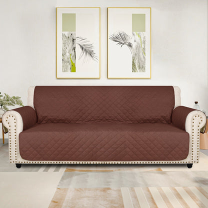 Sofa Cover Five-Layer Quilted Microfiber Protector with Elastic Strap and Foam Anchors for 3 or 4 Seats